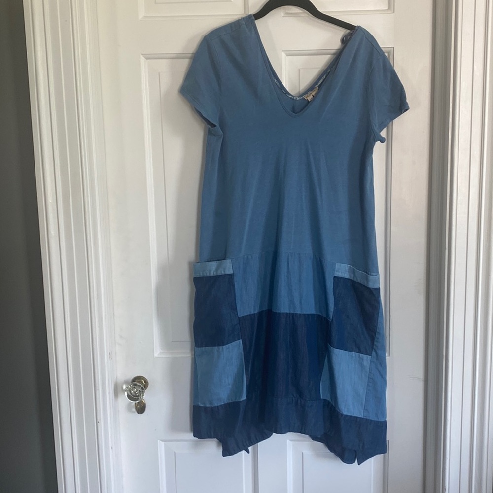 Denim patchwork dress from Anthropologie